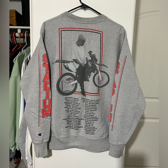 Champion X Justin Bieber Gray Stadium Tour Crewneck Sweatshirt - Picture 7 of 11
